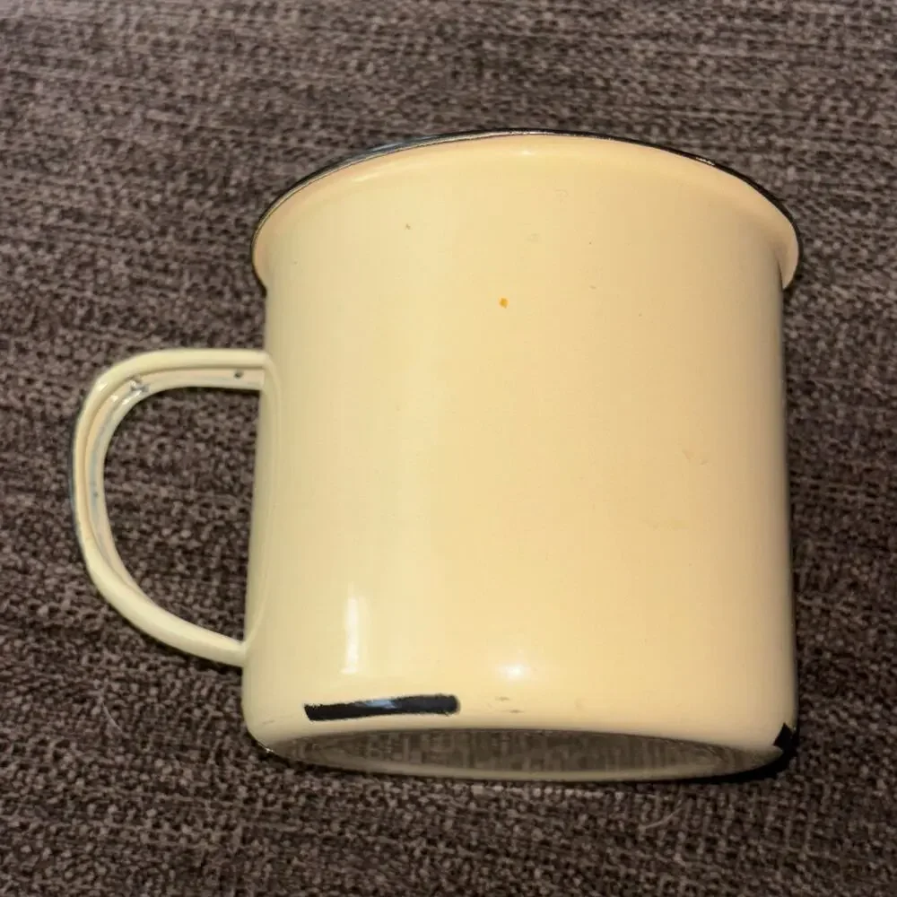 Enamel Butter Mug Cup Yellow Reproduction Farmhouse Country Cottagecore